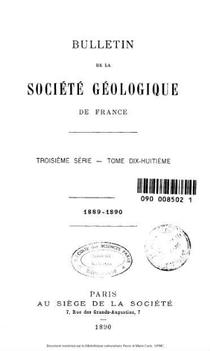 Bulletin de la Société géologique de France, 3ème série, tome 18