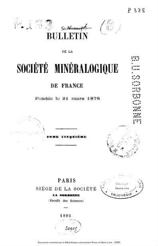 Bulletin de la Société minéralogique de France [Tome 5]