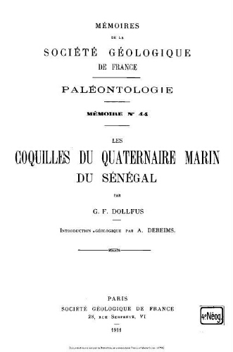 Les coquilles du quaternaire marin du Sénégal