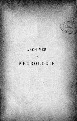 Archives de neurologie [2ème série, tome 04, n° 19-24] : revue mensuelle des maladies nerveuses et mentales