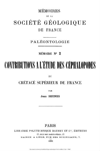 Contributions à l'étude des céphalopodes du Crétacé supérieur de France