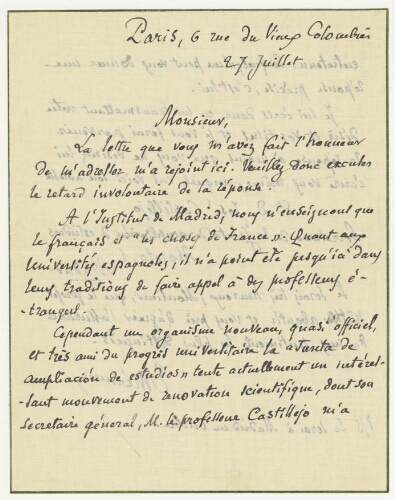 Correspondance de Ernest Mérimée à Robert de Montessus de Ballore