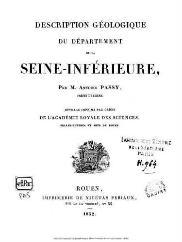 Description géologique du département de la Seine-Inférieure