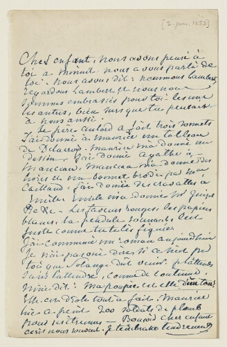 Lettre du 2 janvier 1853 de George Sand à Eugène Lambert