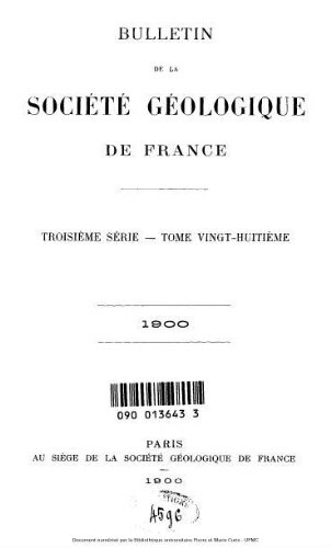 Bulletin de la Société géologique de France, 3ème série, tome 28