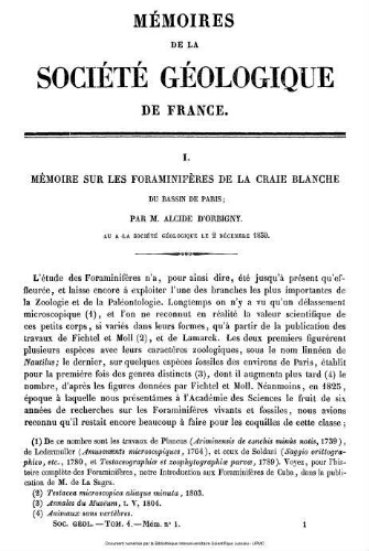 Mémoire sur les foraminifères de la craie blanche du bassin de Paris