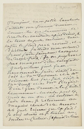Lettre du 18 janvier 1854 de George Sand à Eugène Lambert