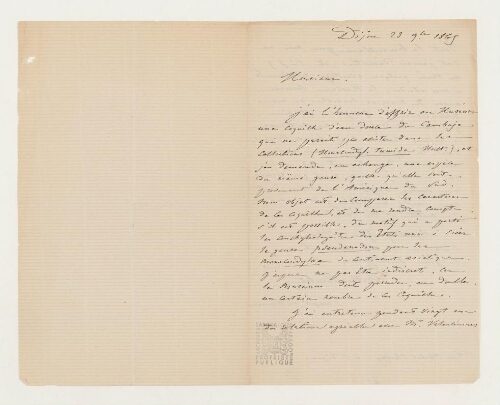 Correspondance d'Arthur Morelet et Henri de Lacaze-Duthiers
