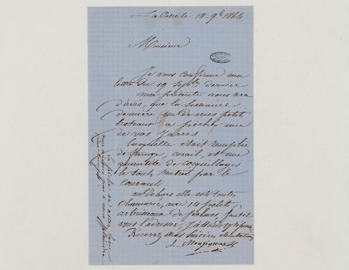 Correspondance de Nardi Mangeapanelli et Henri de Lacaze-Duthiers