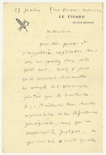 Correspondance de Julien de Narfon à Robert de Montessus de Ballore