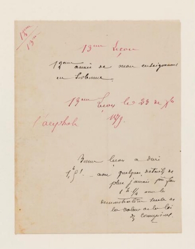 13ème leçon, 12ème année d'enseignement en Sorbonne, 23 décembre 1879 - L'Acéphale.