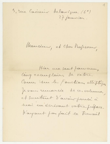 Correspondance d'E. Delpech à Robert de Montessus de Ballore
