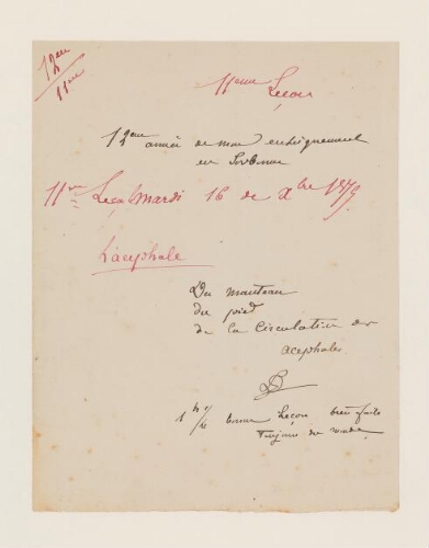 11ème leçon, 12ème année d'enseignement en Sorbonne, 16 décembre 1879 - Du manteau, du pied et de la circulation des Acéphales.