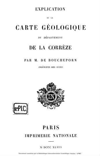 Explication de la carte géologique du département de la Corrèze