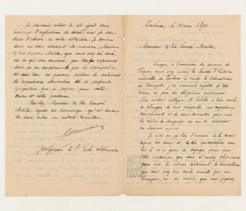 Correspondance de G. Neumann et Henri de Lacaze-Duthiers