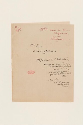 2ème leçon, 16ème année d'enseignement en Sorbonne, 10 novembre 1883 - Définition de l'individu